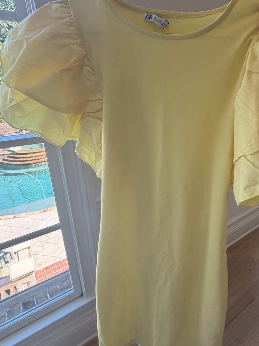 Zara Light Yellow Ruffle Sleeve Tunic Top